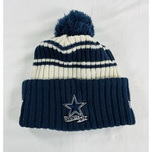 Dallas Cowboys Football NFL New Era Blue White Winter Pom Beanie Hat‎ Kids Youth